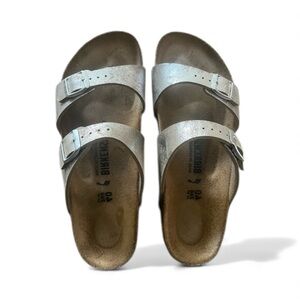 Birkenstock Metallic Silver Sandals